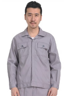 純灰色夏季長袖工作服定做